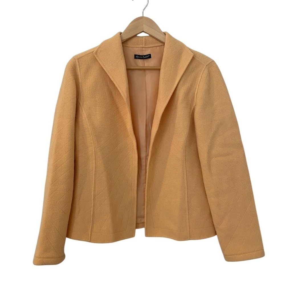 Alexandra Bartlett Womens Yellow 100% Wool Open Blazer